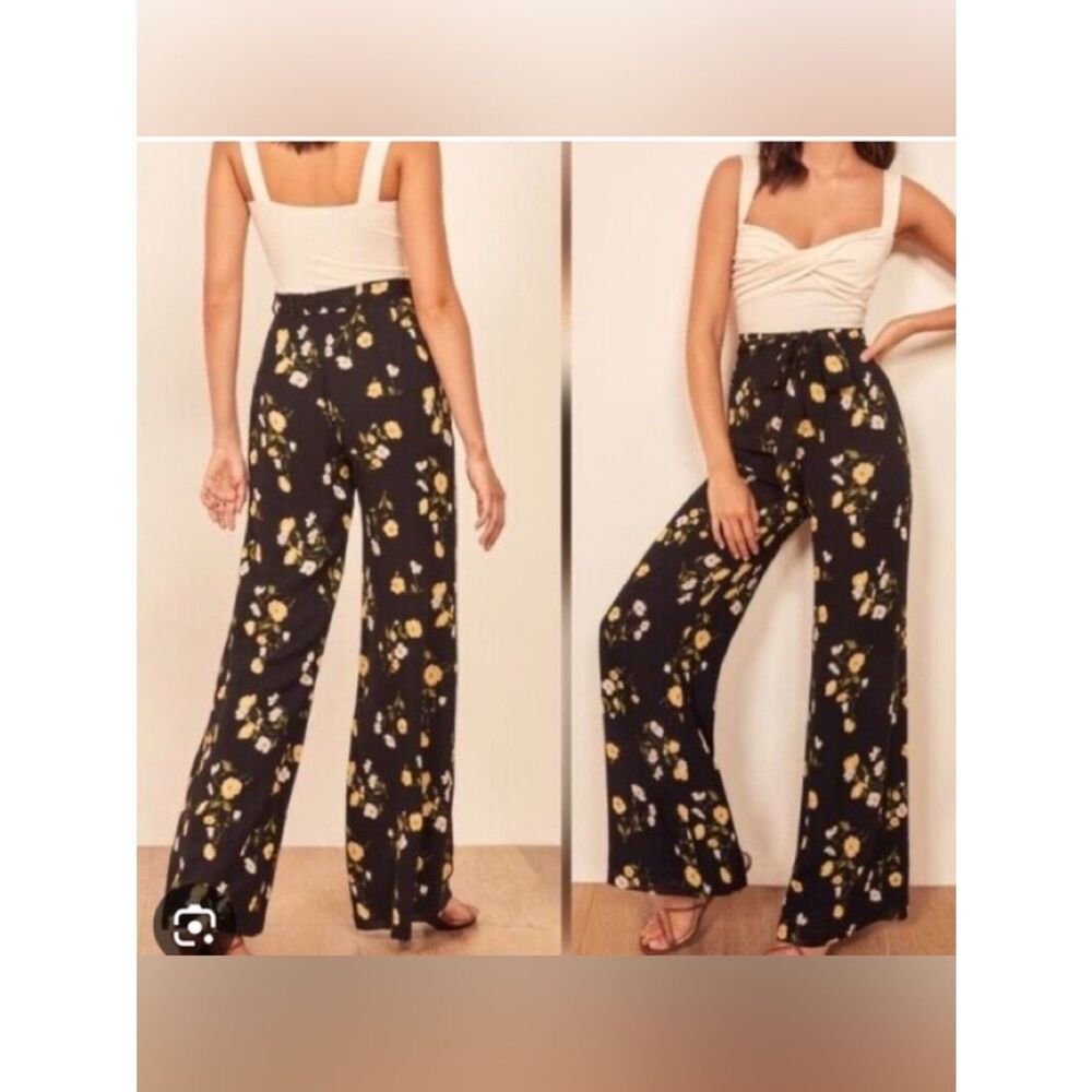 Reformation Starry Pant in a Floral Piazza Print. Wide leg floral boho pants - Picture 1 of 8